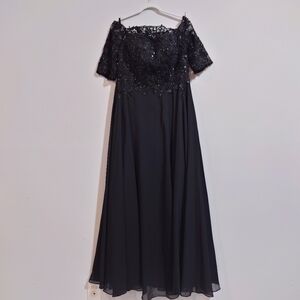 Black Beaded Off-Shoulder Evening Gown ✨